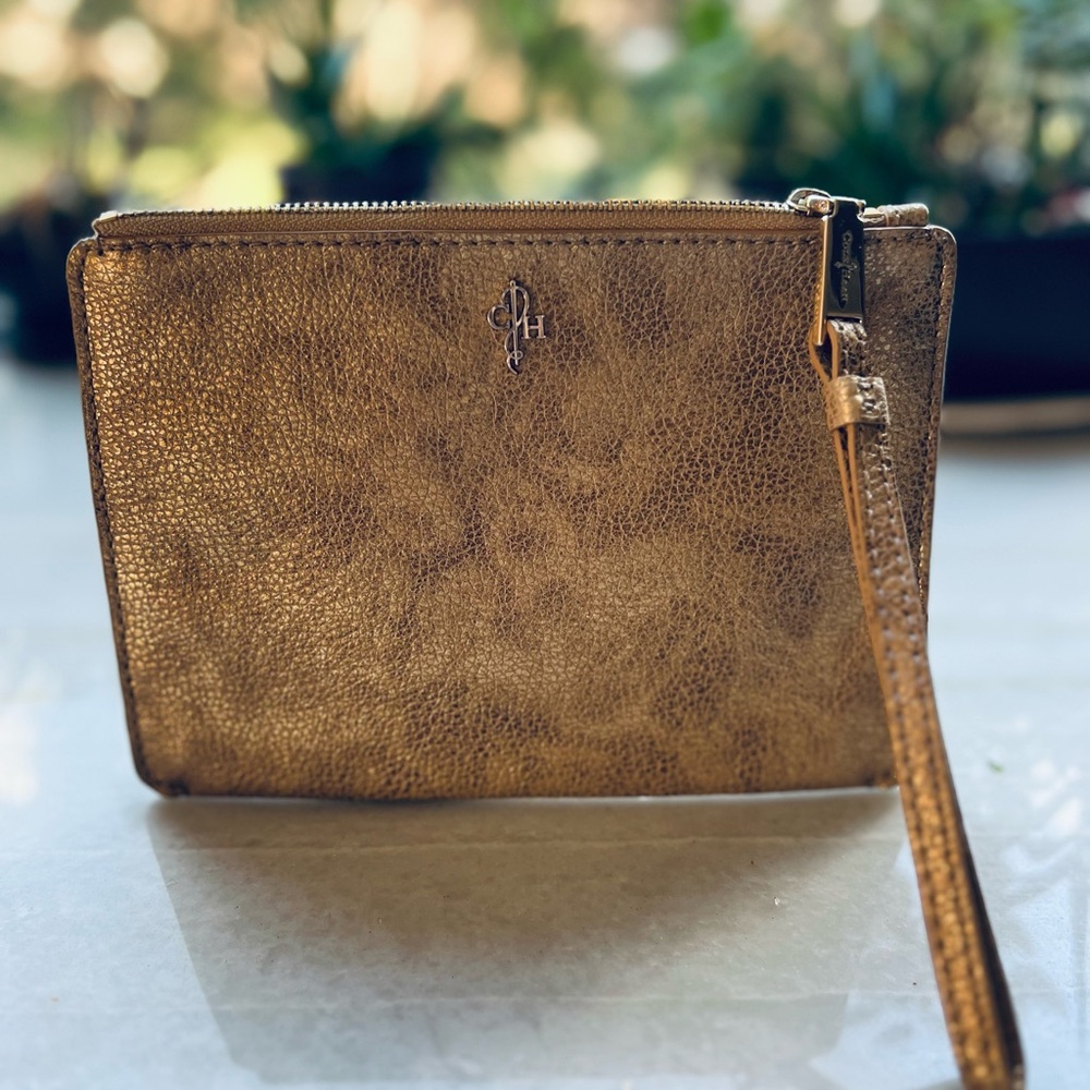 COLE HAAN Gold Wristlet Clutch